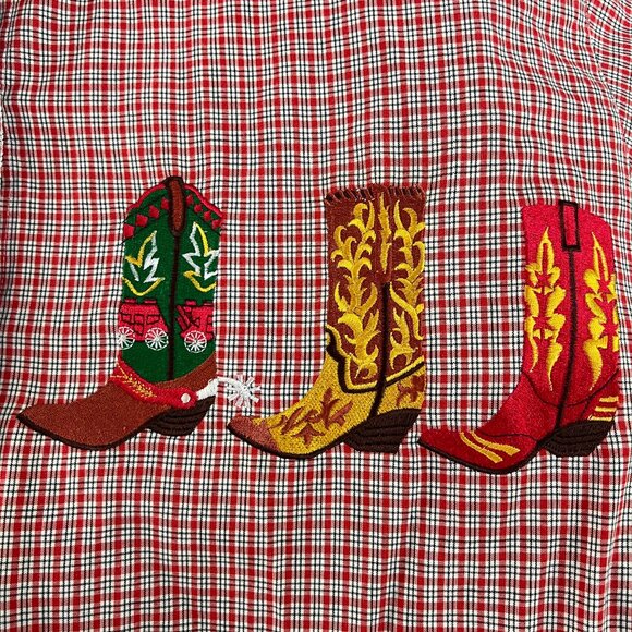 Vintage Embroidered Cowboy Boot Shirt Coastal Cowgirl Western Rodeo Top Blouse - Picture 10 of 13